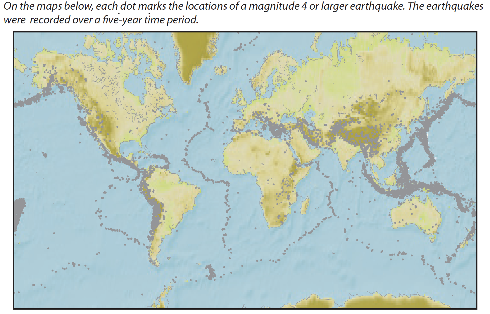 Map of earthquake epicenters